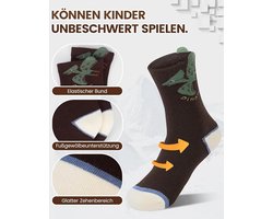 10 paar kindersokken - Klassieke sokken voor meisjes en jongens - Leuke katoenen sokken - Herfst- en wintersokken met cartoondinosaurussen - Babysokken - Maat L 6-8 jaar [Aanbevolen schoenmaten 29-32]
