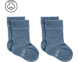 2 paar KipKep Blijf-Sokjes - prematuur newborn - Blue Heaven - 2 paar - baby sokjes die niet afzakken - biologisch katoen - blauw - 0 maanden