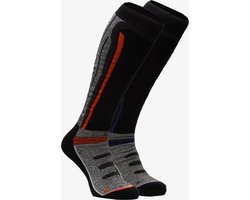 2 paar Mountain Peak kinder skisokken - Zwart - Maat 35/38