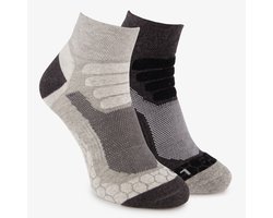2 paar unisex wandelsokken zwart grijs - Maat 35/38