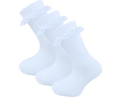 3 paar Meisjessokken - Ruches - Wit - Maat 23-26