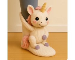 3 paar sokken (tijgerpatroon + eenhoornpatroon + stierpatroon) warme wintersokken voor volwassenen, 3D gebreide dierensokken, schattige nieuwe dierensokken voor op de vloer, handgehaakt, ademend en zweetbestendig ontwerp.