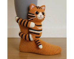 3 stuks （tijger）warme wintervloersokken voor volwassenen, 5D gebreide dierensokken, schattige nieuwe dierenvloersokken, schattige handgehaakte gebreide sokken, ademend anti-zweetontwerp