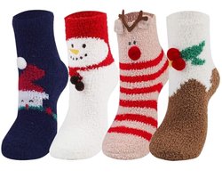 4 Paar Kerstsokken voor Kinderen (2-7 jaar) - Pluizige Kerstsokken - Kerstcadeau - Knuffelsokken voor de kersttijd - Warme bedsokken - Wintersokken - voor Jongens en Meisjes