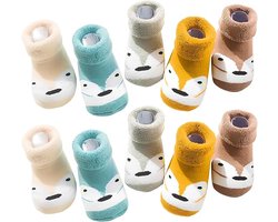 5 paar warme babysokken voor de winter, zachte babysokken voor pasgeborenen van 6-12 maanden oud, sokken voor pasgeborenen met dierenpatronen