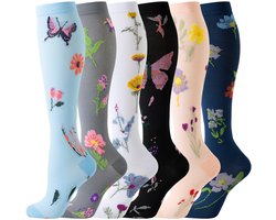 6-compressie sokken voor vrouwen - Sportcompressiekousen - Lange compressiekousen voor dames - vrouwen compressiekousen - Rekbare compressiekousen - L/XL