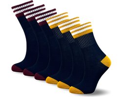 6 Paar kindersokken - Strepen - Marineblauw - Maat 39-42