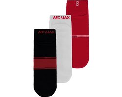 Ajax-sneakersocks 3-pack wit rood zwart