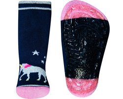 Antislipsok donkerblauw met eenhoorn van glitters-21/22