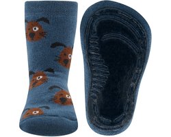 Antislipsok Ewers Jeansblauw met Bruine Hondenhoofdjes-21/22