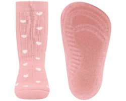 Antislipsokken Ewers - Roze met Witte Hartjes - Rib - Elastisch - Siliconenzool-21/22