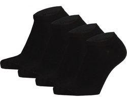 Apollo - Bamboe Sneakersokken Kids - Zwart - 4 Pak - Maat 35/38 - Kindersokken - Bamboe sokken - Naadloos