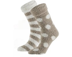 Apollo bedsokken / huissokken - kinderen - 2-pack - beige/wit - one size - Slaapsokken - Slofsokken