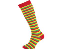 Apollo - Kniekousen met strepen - rood/geel/groen - Maat 41/46 - Kniekousen heren - Kniekousen carnaval - Kniekousen - Carnaval accessoires - Carnaval - Feestkleding