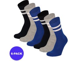 Apollo (Sports) - Sportsokken kinderen - Multi Blauw - Maat 27/30 - 6-Pack - Voordeelpakket