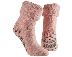 Apollo Wollen huissokken/slofsokken - kinderen - roze - warme wintersokken - antislip
