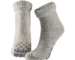 Apollo - wollen kinder huissokken - Grijs - Maat 23/26 - Huissokken kinderen - Slofsokken kinderen - Anti slip sokken