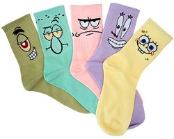 ATTREZZO® Spongebob sokken - 5 paar - maat 35-41