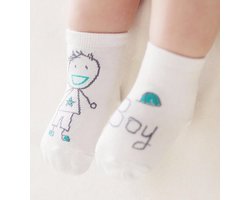 Baby sokjes - Babysokjes met anti-slip laagje - Boy - 0-12 maanden - Veilige eerste stapje