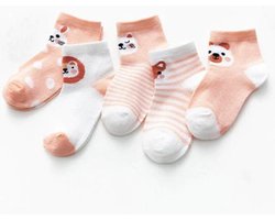 Baby Sokjes - Roze - met Dieren - 0-3 Maanden