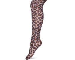 Bonnie Doon Kinder Panty met Panterprint 50 Denier maat 128/134 - Meisjes Panty - Bruine Panter Print - Panty Kinderen 50 den - Tiener Panty - Feestelijk - Stoer - Kids Printed Leopard Tights - Toffee - BN953962.378