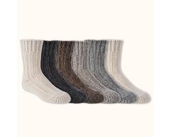 Bundelvoordeel | Wollen kindersokken | maat 35-38 | met alpacawol | 6 paar | verschillende kleuren mix | Mooie zachte dikke kwaliteit