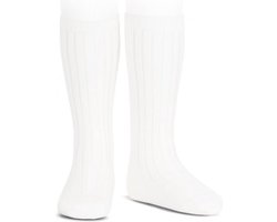 Cóndor kniekousen wit wide rib - maat 0 (6/12m)