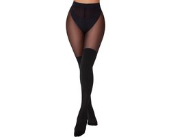 Dames- Overknee Panty - Trendy - Scheurvast - Eén maat - Modeaccessoire - Geschikt voor feestjes - Zwart - 120/40 denier