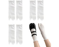 Dames slippersokken - sokken met twee tenen - 3 paar Japanse tabi -sokken van katoen - Gespecialiseerde sokken met ruches en stretchontwerp - Stretch ruches