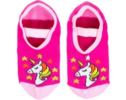 EENHOORN SOKKEN MET ANTI SLIP - ROZE MAAT 27/30 - 2 PAAR
