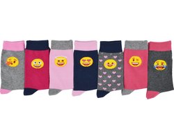 Emoji Sokken / Kousen Multipack 7-paar meisjes Maat 35/38 - faces chaussettes socks