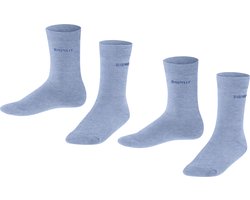 Esprit Foot Logo 2-Pack duurzaam organisch katoen multipack kindersokken meisjes jongens blauw - Maat 23-26