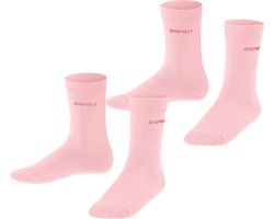 Esprit Foot Logo 2-Pack eenkleurig katoen multipack sokken kinderen roze - maat 35-38