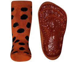 Ewers antislip sokken cognac met zwarte stippen