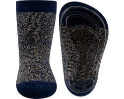 Ewers antislip sokken donker blauw met goud draad