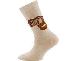 Ewers Kindersokken Meisjes - Eekhoorn - Geborstelde Staart - Beige-Ecru & Bruin-31/34