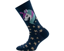 Ewers Kindersokken Meisjes - Eenhoorn en Sterren - Donkerblauw & Goud-35/38