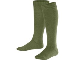 FALKE Comfort Wool lang eenkleurig wol kniekousen kinderen groen - maat 27-30