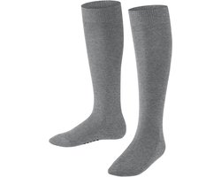 FALKE Family lang eenkleurig katoen kniekousen kinderen grijs - maat 23-26