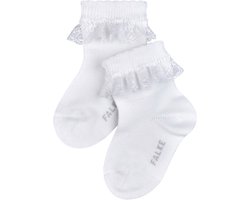 FALKE Romantic Lace eenkleurig katoen sokken baby wit - maat 50-56