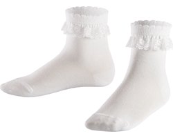 FALKE Romantic Lace feestelijk katoen kindersokken meisjes jongens wit - Maat 23-26