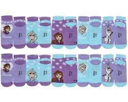 Frozen Sneaker Sokken - Maat 27/30 - 10 Paar - 2 x 5-Pack - Blauw/Paars - Meisjes