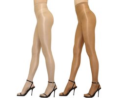 Glanzende panty met hoge taille en 70 denier voor dames - Comfortabele elastische danspanty met voet, verkrijgbaar in diverse maten!