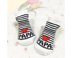 JillyBee - Baby Sokjes - Sokjes - Sokken  - Papa - Newborn - Wit - Zwart - Gestreept
