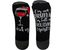Kerstsokken met Grappige tekst op zolen: I'm not drunk, I'm full of Holiday Spirit - Sokken dames/heren maat 38-43
