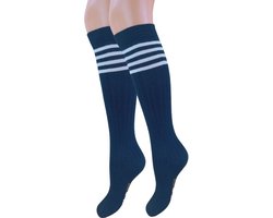 Kinder Kniekous - Rib - Retro - Blauw/Wit - Maat 23-26