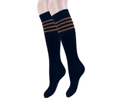 Kinder Kniekous - Rib - Retro - Zwart/Terra - Maat 39-42