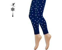 Kinder Thermolegging - Sterretjes - Marineblauw/Zilver - Maat 110-116