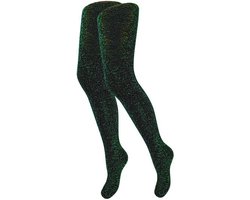 Kindermaillot - Glitter - Zwart-Groen - Maat 134/146