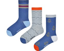 Kindersokken 12 paar - Jongens - Blauw Grijs Oranje - Maat 27-30 | Sokken Kinderen | Sokken Jongens